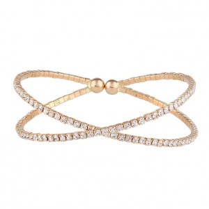 Trend Dubai Wedding Bridal Shining Crystal Cup Chain Gold Bracelet