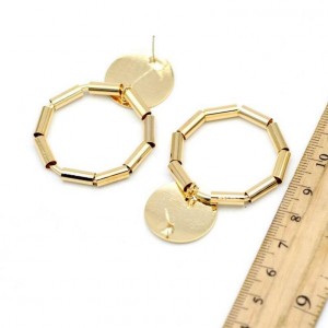 Wholesale trending products gold metal tube circle earring stud