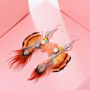 2019 spring and summer new ethnic style stainless steel irregular feather earrings shell shaped earring luxury earring for women