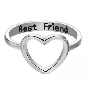 China Wholesale Market Alloy Friendship Hollow Gold Heart Best Friend Ring