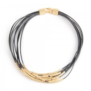 WENZHE New Design Gold Plated Copper Multi-layer Cord Chain Short Necklace