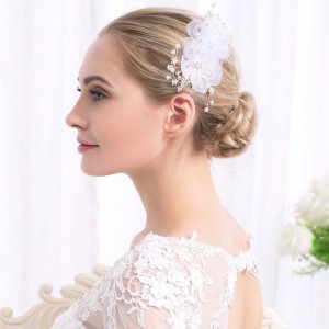 Creative fashion lace flower pearl bride gift wedding alloy headdress hair comb