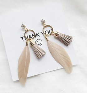 Gold Plated Women Drop Earring Factory China Feather Tassel Bohemian Earrings