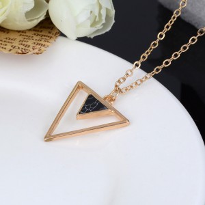 Personalized simple hollow geometry triangle white black turquoise pendant choker necklace