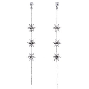 Fashion new earrings s925 silver flower tassel long earrings female