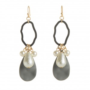 WENZHE Newest Designs Geometric Acrylic Pearl Dangle Earring