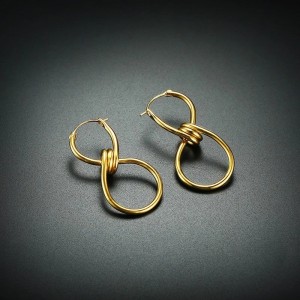 Ins French style Celi 8 lucky winding earrings stainless steel rope plating earrings