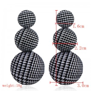 Wholesale Fashion vintage korean style handmade houndstooth button dangle earrings