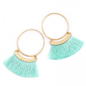 Wholesale Latest Custom New Design Geometric Multicolor Tassel Hoop Earrings