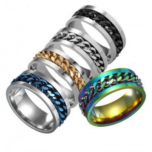 Men’s Titanium Steel Chain Rotating Ring Cross-border Jewelry