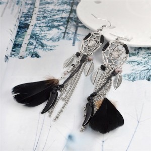 Hot sale Retro Style Fashion Fan Earring Feather Tassel Earring For Woman