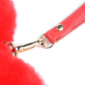 WENZHE Red Cute Faux Fur Heart Shaped Pocket Purse HandBags