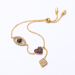 Gold Plated Eye Plated Eye Copper Charm Chains Bracelet