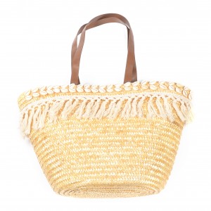WENZHE New Design Women Handbags Shell Tassel Summer Straw Beach Bag