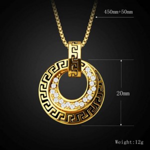 Fashion women’s copper plated 18K gold round spiral pattern retro earrings necklace jewelry set