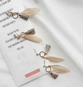 Gold Plated Women Drop Earring Factory China Feather Tassel Bohemian Earrings