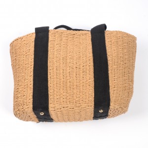 WENZHE Straw Handbag for Women Retro Summer Beach Rattan Woven Tote Bag