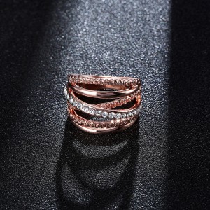 New Design Fashion Crystal Paved Finger Ring Multilayer Diamond Wedding Rings For Women