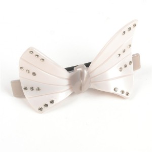 WENZHE Fashion White Acrylic Crystal Bowknot Hair Clip Barrettes For Women