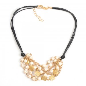 WENZHE Hot Sale Women Short Cord White Beads Necklace