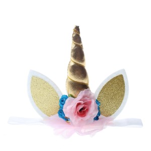 New Birthday Party Accessories Handmade Animal Ear Flower Unicorn Headband For Girls