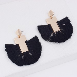 Newest Bohemian Style Geometric Bright Metal Statement Tassel Dangle Earrings Handmade Fashion Jewelry