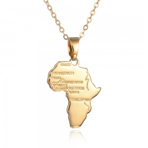 Factory direct fashion jewelry ladies Africa map charm necklace personalized alloy gold plated necklace