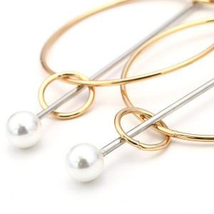 Fashion New Gold Earring Designs Pearl Geometric Circles Earring