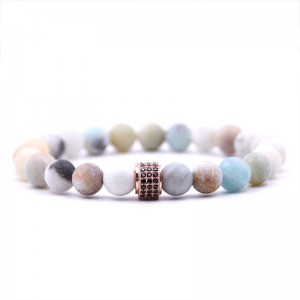 Wholesale Fashion Jewelry Handmade 8mm Frost Natural Stone Bead Stretch Bracelet for Men Women