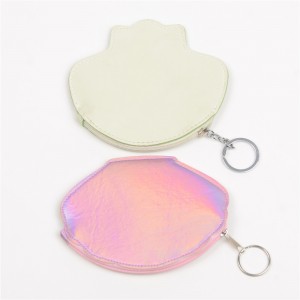 WENZHE Pink Shell Shape PU Leather Lady Mini Coin Purse