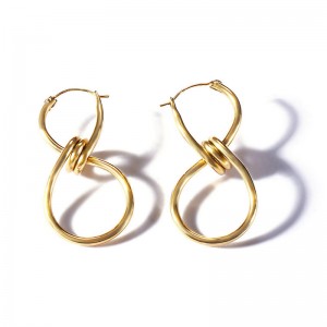 Ins French style Celi 8 lucky winding earrings stainless steel rope plating earrings