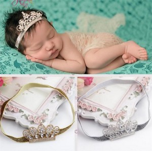 Crystal crown elastic headband hair accessories baby kids party headband