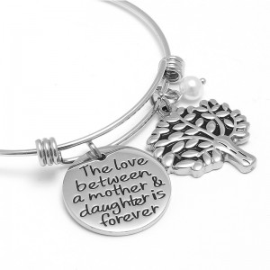 Fashion Custom Engraved Tree of Life Bracelet Stainless Steel Bangle Bracelet for mother’s gift