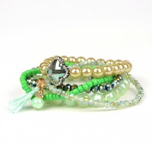 Hot-sales woman stone wrap bead bangle wholesale multilayer bracelet for women