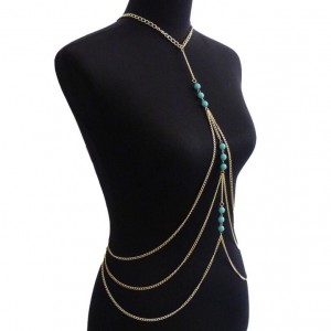 Bohemia Multilayer Turquoise Necklace Metal Sexy Waist Body Golden Chain
