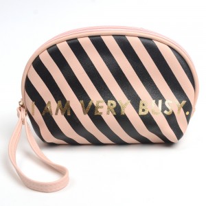 WENZHE Custom Stripe Pattern Letter Cosmetic Bag