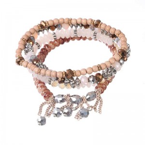 Fashion jewelry boho crystal stone beaded fringe stretch bracelet jewelry female