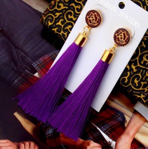 Wholesale girls jewelry accessory multicolor boho flower long tassel earrings