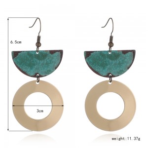 2019 New Trend Jewelry Earring Worn Gold Silver Patina Plated Metal Copper Statement Earrings for Women