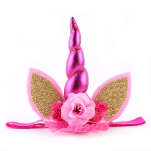 New Birthday Party Accessories Handmade Animal Ear Flower Unicorn Headband For Girls