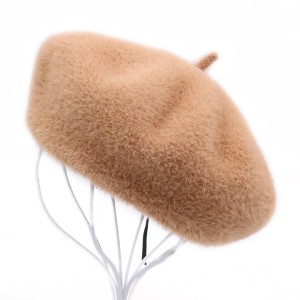 Ladies Spring Winter Vintage Solid Color Warm Wool Berets Hat Painter Style Hats