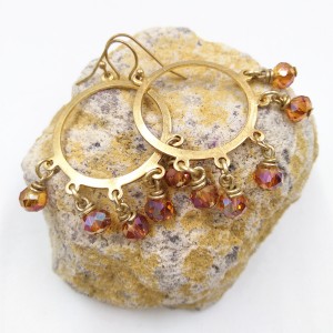 New Latest Design Gold Circles Glass Beads Tassel Dangle Earring For Women
