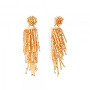 Wholesale Fashion Women Earrings Jewelry Handmade Long Seed Beaded Tassel Earrings For Lady