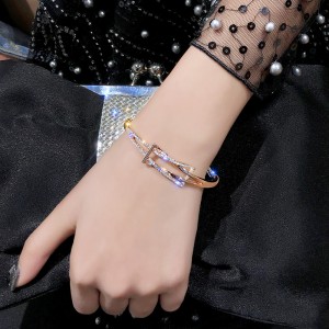 Temperament titanium steel female bracelet wild full diamond fashion bracelet female