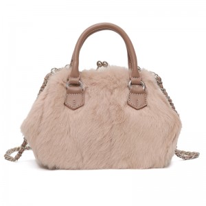 Newest Style Luxury Real Rabbit Fur Women Handbag Tote Bag