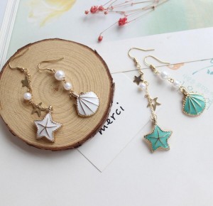 Candy color enamel gold shell alloy drop earring new fashion designs