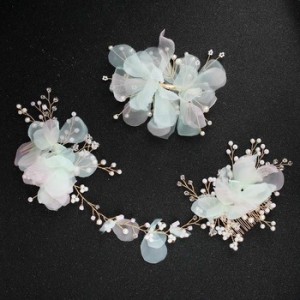 New style fashion women’s bride petals pearl hair comb hair clip two-piece headwear