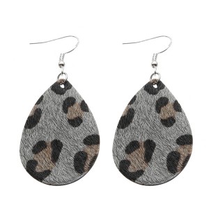 New Fashion Leopard Leather Teardrop Earrings Wholesale