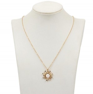 Lady accessories europe fashion gemstone sun flower pendant necklaces