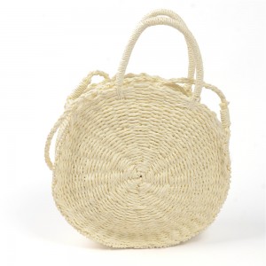 WENZHE Women Round Straw Rattan Shoulder Bag Corn Summer Woven Bags